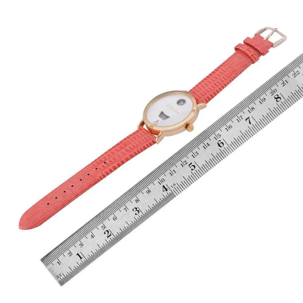 STRADA Watch with Faux Leather Band Red